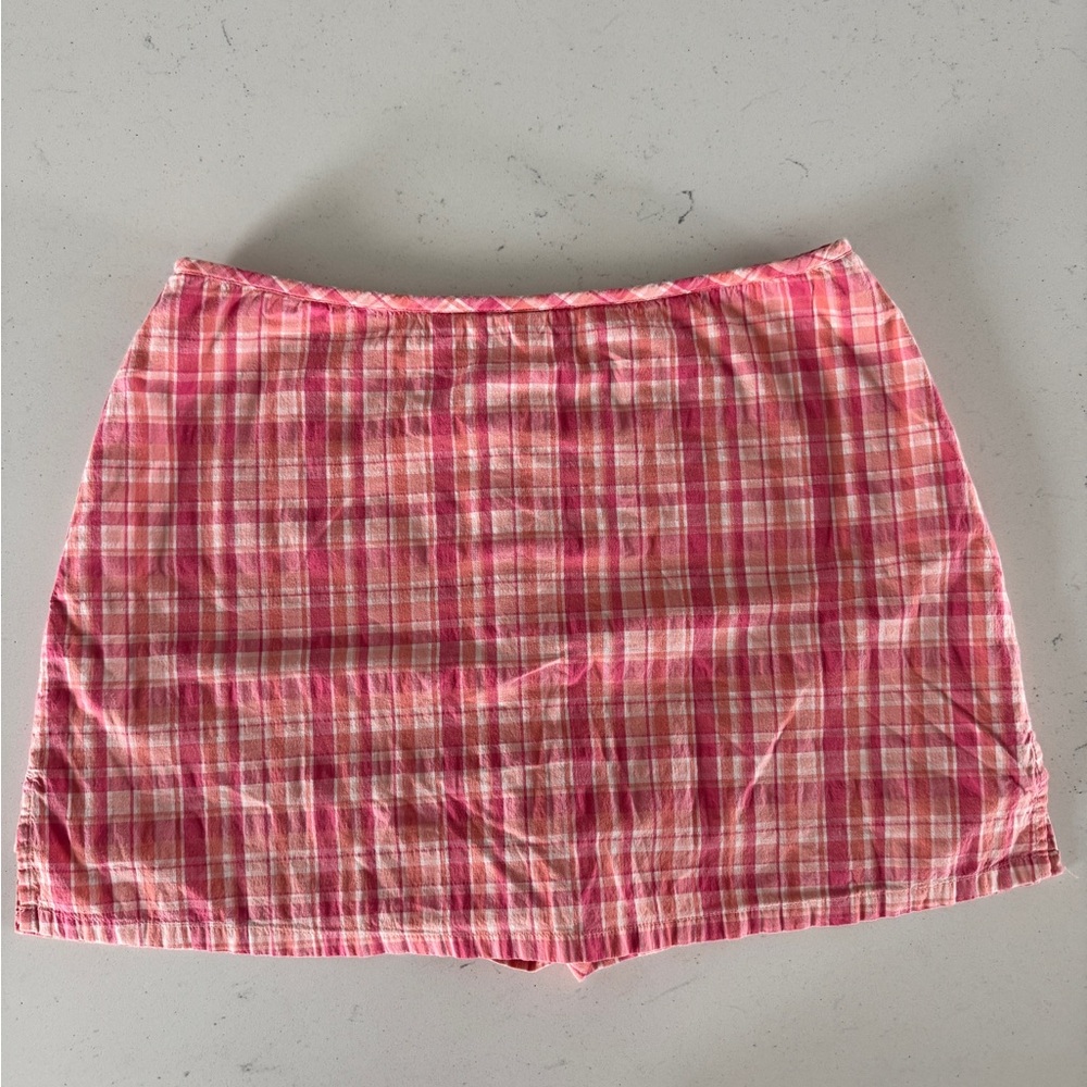 City Streets Pink & Coral Plaid Mini Skirt size 11